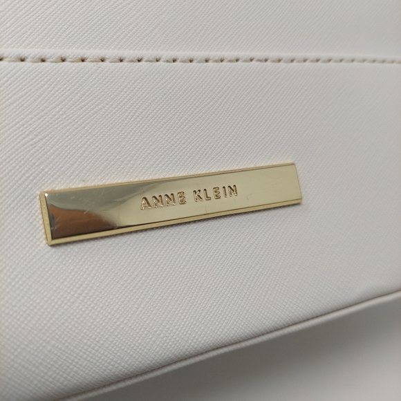 Anne Klein Shimmer Down Dome Satchel Off White Double Handle Handbag Crossbody - Picture 7 of 15